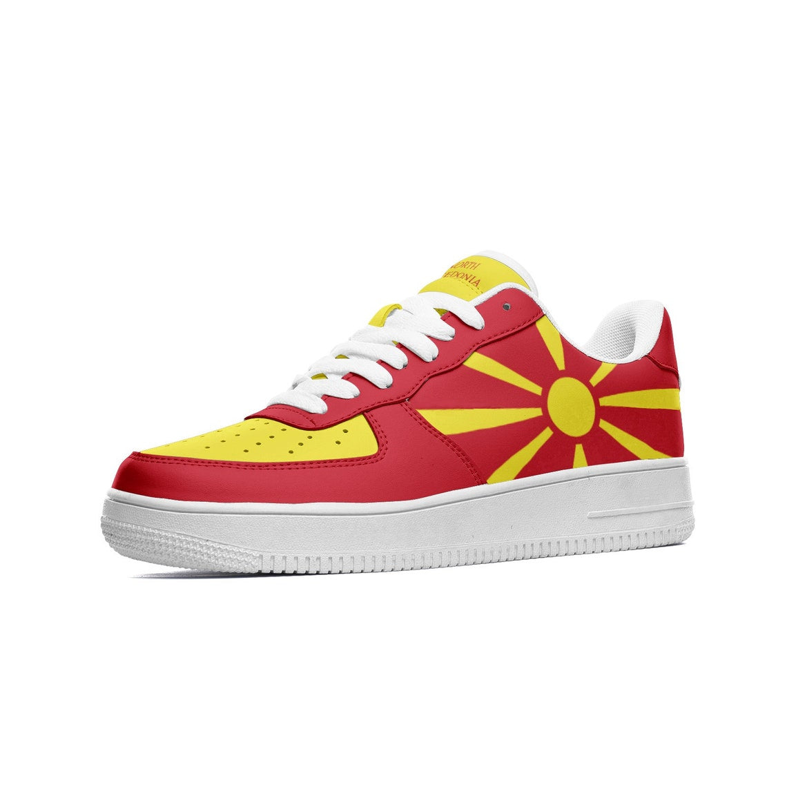 North Macedonia Flag Shoes, View From The Side